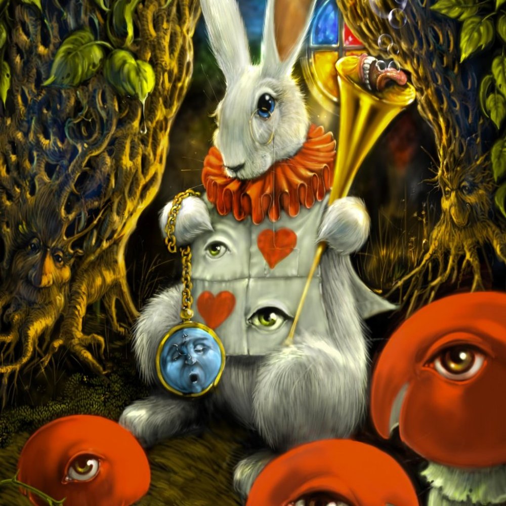 White Rabbit Heady Art Print Tapestry ~ 30" x 45" ~ w/Corner Loops ~ Brand New!